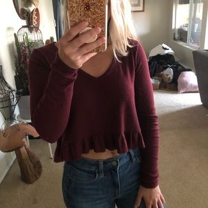 Ruffle cropped sweater